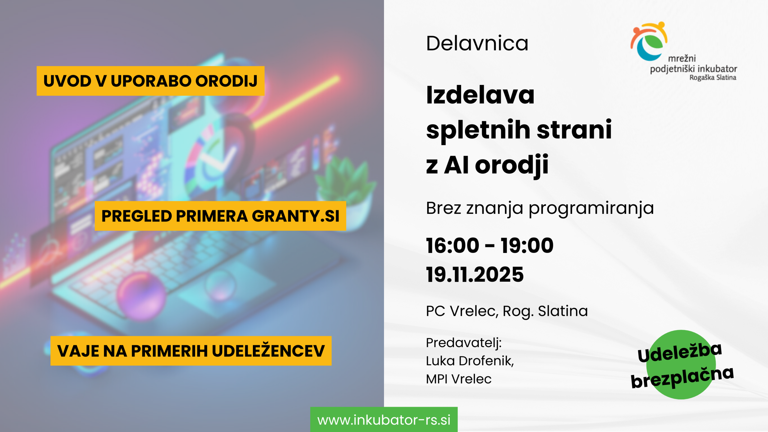 Izdelava spletnih strani z uporabo AI orodij – novemberska ponovitev